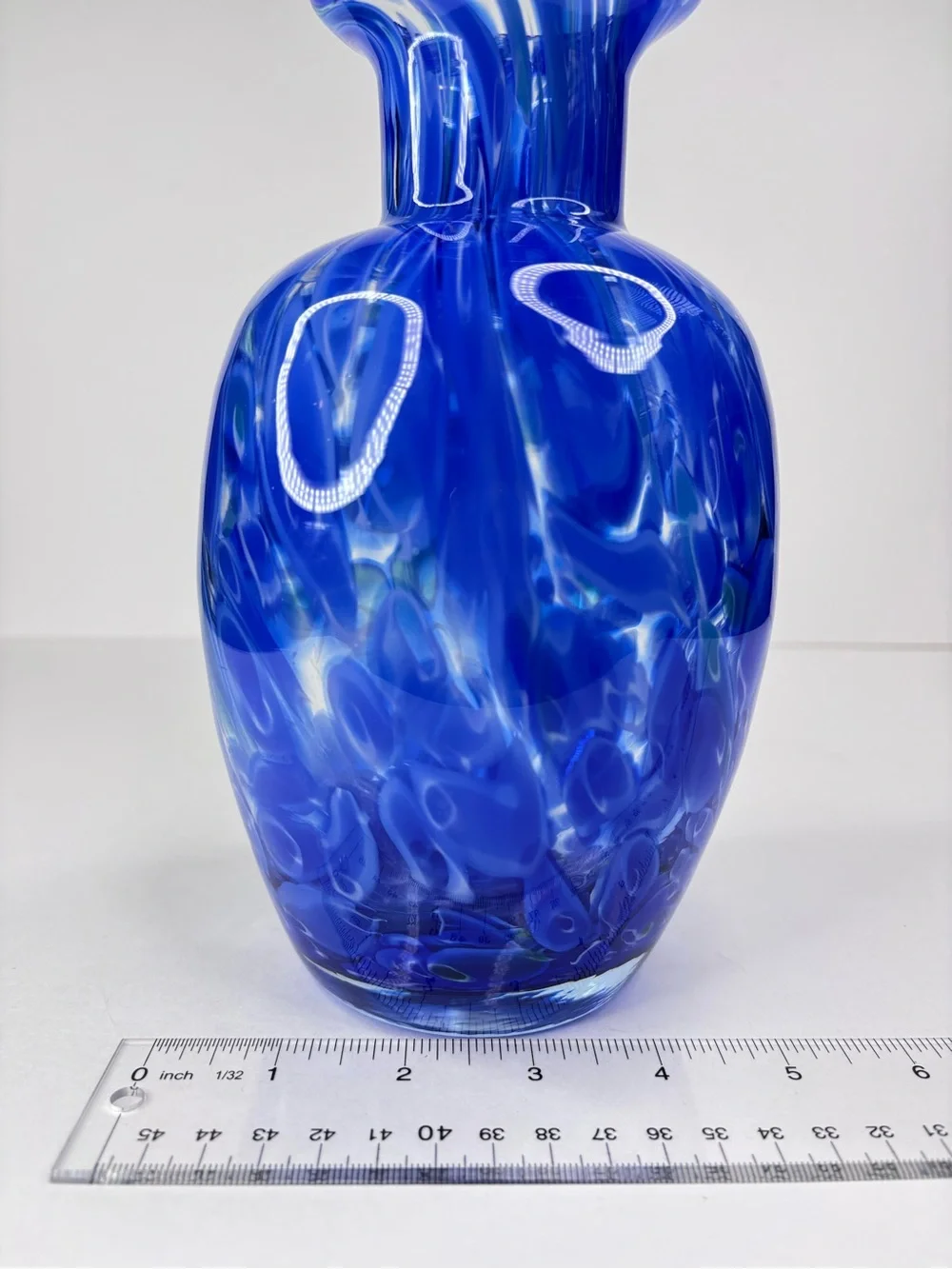 Murano Style Cobalt Blue Green Swirl Art Glass Vase‎ Pier1
